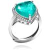 Uloveido Anello delicato con tormalina Paraiba simulata, misura regolabile, alone solitario, anelli nuziali da sposa placcati in platino, Cristallo, Zirconie sintetico