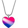 PAURO Unisex Acciaio Inossidabile Collana Personalizzata con Ciondolo a Forma di Cuore Orgoglio Arcobaleno LGBT per Bisessuale