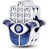 Mon & Sons Ciondolo commemorativo a forma di riccio, Hamsa, Fatima, angelo, lucertola, crocifisso, Trex, strega, cuore, in argento Sterling 925, compatibile con braccialetti Pandora Moments, 4mm Hole, Metallo