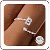 Maynor Anello con Lettere A-Z in Argento 925 con Zirconia Cubica per Donna - Anelli Impermeabili - Anelli Regolabili dalla Taglia 50 alla 60 - Anello per Pollice e Dita - Gioielli con Iniziali