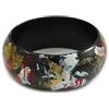 Avalaya Bracciale rigido in legno in pittura astratta in nero/oro/bianco/rosso - dimensioni medie