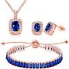 Oneress Y3611 Y3611 - Set di collana con zirconia cubica, orecchini a perno da donna, con zirconia cubica, taglio rettangolare, per Natale, compleanno, laurea, San Valentino, Ottone, Zirconia cubica