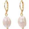 Vissen Orecchini a monachella con perle bianche barocche da donna, placcati in oro, ipoallergenici, lunghi, gioielli da sposa, Placcato oro, Perla