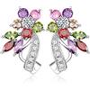 Uloveido Orecchini da donna placcati in oro rosa con cristalli austriaci multicolore in stile Art Deco a forma di fiore per ragazza Y492, Medio, Ottone, Zirconie sintetico