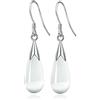 CERSLIMO Orecchini pendenti in argento da donna, lunghi orecchini pendenti con pietra opale bianca, placcati in oro bianco, orecchini pendenti a goccia d'acqua per Natale, a goccia, Oro bianco