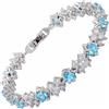 Rizilia Taglio Rotondo Simulata Acquamarina CZ 18K Placcato Oro Bracciale Tennis, [18cm/7inch]