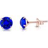 DTPsilver Orecchini a Perno Argento 925 Placcati Oro Rosa 18K con Brillantini di Cristallo Blu - Orecchini Piccoli Oro Rosa - Ipoallergenici per Pelli Sensibili - Diametro 6 mm