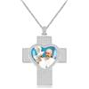 JunyiDIY collana croce cuore Papa Francesco in oro bianco ghiacciato, ciondolo cristiano scintillante, regalo Natale per pap脿 e mamma, benedizione spirituale YA5957