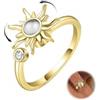 Maynor Anello ansia da donna, anello regolabile con zirconi dorati, anelli anti stress, anello rotante ansia, regalo per donne in metallo
