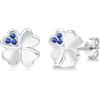 Loutade Orecchini a perno in argento 925, piccoli, in argento Sterling 925, a forma di fiore, quadrifoglio, cigno, con zirconi, 8 mm, piccoli scintillanti, per donne e ragazze, Zirconia cubica