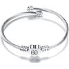 ZakiaHo 12 13 16 18 21 30 40 50 60 70 regali di compleanno per le donne delicati gioielli regolabili Love Heart bracciale rigido in acciaio inox, Acciaio inossidabile, Nessuna pietra preziosa