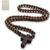 QTMMC Croce in legno con rosario cattolico, Natrual in legno di ulivo in sacchetto di lino, mini croce per preghiera, meditazione, regali religiosi o decorazioni per collane