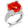 Uloveido Creato Padparadscha Grande Cuscino Taglio Pietra Anello Cocktail per le Donne, Moda Donna Platino Placcato Grande Pietra Arancione Anello Misura Regolabile Y2900, Pietra, Zirconia cubica