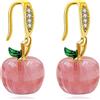 Uloveido Set di orecchini da donna a forma di mela con pietra naturale, graziosi orecchini pendenti a forma di mela, regalo di apprezzamento per insegnanti, Zirconia cubica, Zirconia cubica