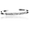 Uloveido Bracciale rigido con scritta Remember Mom I Love You, per la festa della mamma, compleanno da figlia e figlio (placcato oro) Y458, acciaio inossidabile, Senza pietre preziose