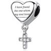 MUERDOU Ciondolo a forma di croce, adatto per braccialetti Pandora, con cuore, con scritta in inglese Christian Bible Verse, con scritta in inglese Preghiera Fede, Cristallo, Zirconia cubica