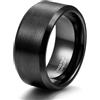 Epinki Anelli per Fidanzamento in Tungsteno per Uomo e Donna 10mm, Semplice Spazzolato Nero Fedina Matrimonio Gioielli Misura 20