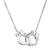 MiniJewelry Collana con manette da donna, poliziotto, Natale, amicizia, moglie, compleanno, in acciaio inox, oro rosa, argento, Zirconia cubica, Zirconia cubica