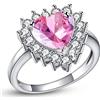 Uloveido Anello da donna in argento con cuore rosa, con zirconi cubici e zirconia cubica per le sue ragazze J461 (taglia 6), Small, Cristallo