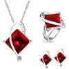 Tobestu Set di gioielli T295 con collana e orecchini a perno coordinati in cristallo quadrato con topazio creato, UK Size L1/2(51.9mm), Pietra, Zirconia cubica