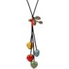 Hanary Collana Lariat con foglie e perline colorate a forma di cuore in stile bohémien, gioiello lungo da donna, Misura unica, Ceramica, Nessuna pietra preziosa