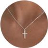 PRTGL Collana da Donna in Argento con Ciondolo Croce Placcata in Oro Bianco 14K - Gioielli Religiosi Eleganti