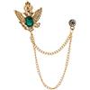 Knighthood Spilla da uomo a forma di corona dorata con pietra e catena da appendere, spilla da sposa con strass vintage