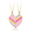 CERSLIMO Collana dell'amicizia con cuore arcobaleno, collana abbinata per 2 ragazze, collane magnetiche, regalo per ragazze, gioielli per donne, laurea, compleanno, Natale, 3cm x 3cm, Zinco