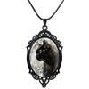 Niaspi Collana con ciondolo cammeo a forma di gatto nero, da donna, vintage, Halloween, gotico, gattino, collana vittoriana, regolabile, idea regalo per gli amanti degli animali domestici