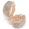 Avalaya Orecchini a clip in cristallo trasparente alto/C 20 mm/tono oro rosa