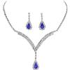 CCAIPU Set di gioielli da donna con collana, bracciale, orecchini con strass, collana regolabile con strass, braccialetto da tennis, orecchini pendenti, set da sposa matrimonio, regalo per donne e