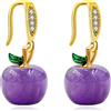 Uloveido Set di orecchini da donna a forma di mela con pietra naturale, graziosi orecchini pendenti a forma di mela, regalo di apprezzamento per insegnanti, Zirconia cubica, Zirconia cubica