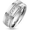 Paula & Fritz® - Anello da donna in acciaio chirurgico 316L con zirconi trasparenti, misura 19 (18,8) - 72 (22,9) in argento e Acciaio inossidabile, 67 (21.3), colore: argento, cod. R-M7012-8-12
