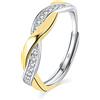 FUNTE Anelli in argento Sterling 925, regolabili per donne e ragazze, con zirconia cubica eterna per promessa di matrimonio, con scatola portagioie, Zirconia cubica
