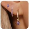 MIYUEFAN 3 paia di orecchini da donna, placcati in oro 14 carati, ipoallergenici, piccoli orecchini a cerchio, set argento/oro, per donne e ragazze, Taglia unica, Rame, Non pietra preziosa