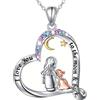 Bcenoilua Regalo Collana Madre e Figlia Cuore Ciondolo con Pietra 'I Love You to the Moon & Back' - Gioielli per Mamma, Nonna, Donne, Sorelle, Ragazze - Festa Della Mamma