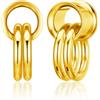 JOVIVI Dilatatori per orecchio con anello in acciaio inox, dilatatori a doppia svasatura, dilatatori per lobi, gioielli da 8 mm, 10 mm, 12 mm, 14 mm, argento, oro, nero, Gauges=00G (10mm), Acciaio