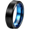 Epinki Anello Fidanzamento in Tungsteno per Donna e Uomo 6mm, Bordo Smussato Spazzolato Bicolore Blu Nero Gioielli Anello Misura 20