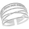 Suyi Bracciale in strass da donna con polsino in argento multistrato e cristalli, Diamètre : 2.2 pouces, Hauteur : 1.4 pouce, Strass e lega, lega