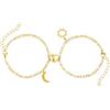 XSDSLS 2 pezzi coppia bracciale magnete, bracciali in acciaio inox oro argento con luna sole ciondolo cuore magnete bracciale coppia bracciali partner regalo per lui e lei coppia coppia (Oro)