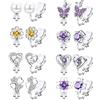 YADOCA Orecchini a Clip per Donne Ragazze Bambini - Zirconi Rosa Viola Perla Cuore Fiore Farfalla - Non Forati Ipoallergenici Set