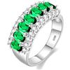 Uloveido Anello da sposa placcato platino con zirconia cubica verde a taglio ovale e 7 pietre, anello con simulazione di smeraldo pietra del mese J501, N1/2(54.4mm), Cristallo, Zirconia cubica