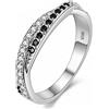 Uloveido Lady Black Creato Diamond Twist Promessa Eternità Fede Nuziale Anello Donna con Pietre Nere Y022