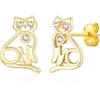 DOKIA Orecchini a perno in argento da donna, orecchini a perno a forma di gatto, in argento