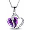 Uloveido, pendente per collana a forma di cuore doppio con cristalli, da donna, regalo di bigiotteria, 2018 N673, colore: Purple, cod. N673-ZI