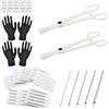 TONBAO Set di 41 aghi per piercing professionale, include 25 pezzi, 12 g, 14 g, 16 g, 18 g, 20 g, 2 morsetti monouso, 10 pezzi, strumenti puliti, 4 guanti, TN-12 8 G, Acciaio inossidabile