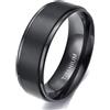 Epinki Anelli Anniversario Matrimonio in Titanio per Uomo 8mm, Spazzolato Nero Anello Gioielli Fedi Nuziali Fidanzamento Misura 21