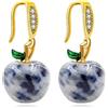 Uloveido Set di orecchini da donna a forma di mela con pietra naturale, graziosi orecchini pendenti a forma di mela, regalo di apprezzamento per insegnanti, Zirconia cubica, Zirconia cubica