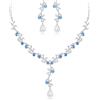 Clearine Set di gioielli da sposa da donna, con collana e orecchini pendenti a forma di goccia, con cristalli, per feste di nozze e balli di fine anno