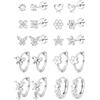 JeweBella 10 Paia Set Orecchini Acciaio Inossidabile Donna Anallergici Orecchini Cerchio Piccoli Bambina Piercing Orecchio Acciaio Chirurgico Nichel Free Cartilagine Helix Trago Piercing Oro Argento
